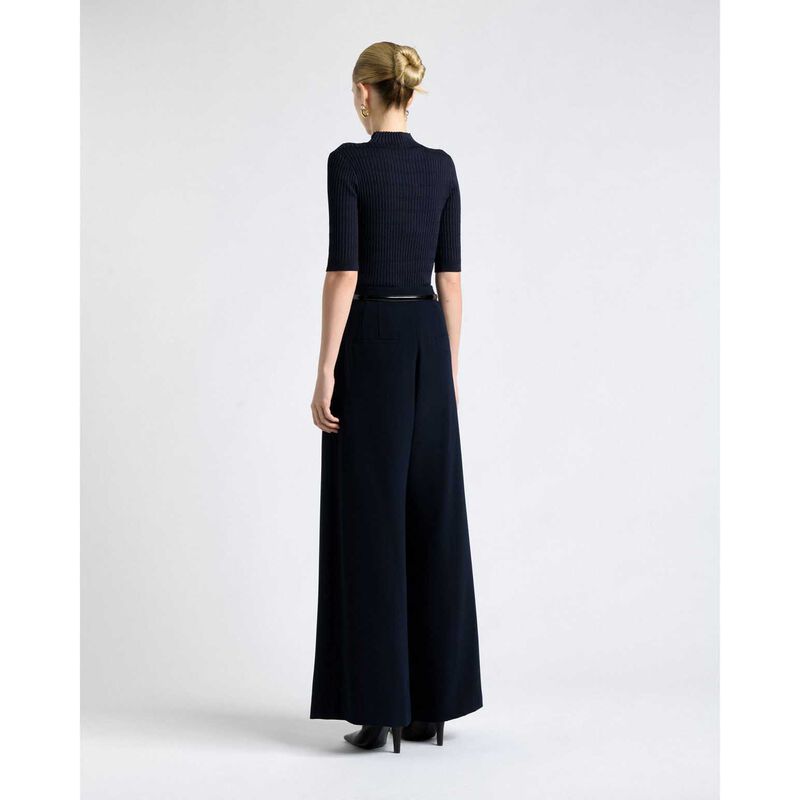 Cue Ink Textured Elbow Sleeve Funnel Neck Knit image number 1